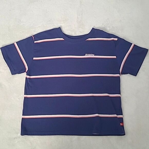 Dickies Women's Medium Boxy Crew Neck Short Sleeve Horizontal Stripe Streetwear - Picture 1 of 12